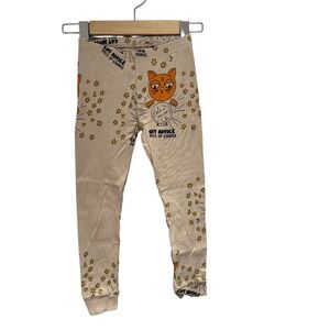 MINI RODINI “cat advice” tan & orange leggings - size 104/110 (3-5 yrs)